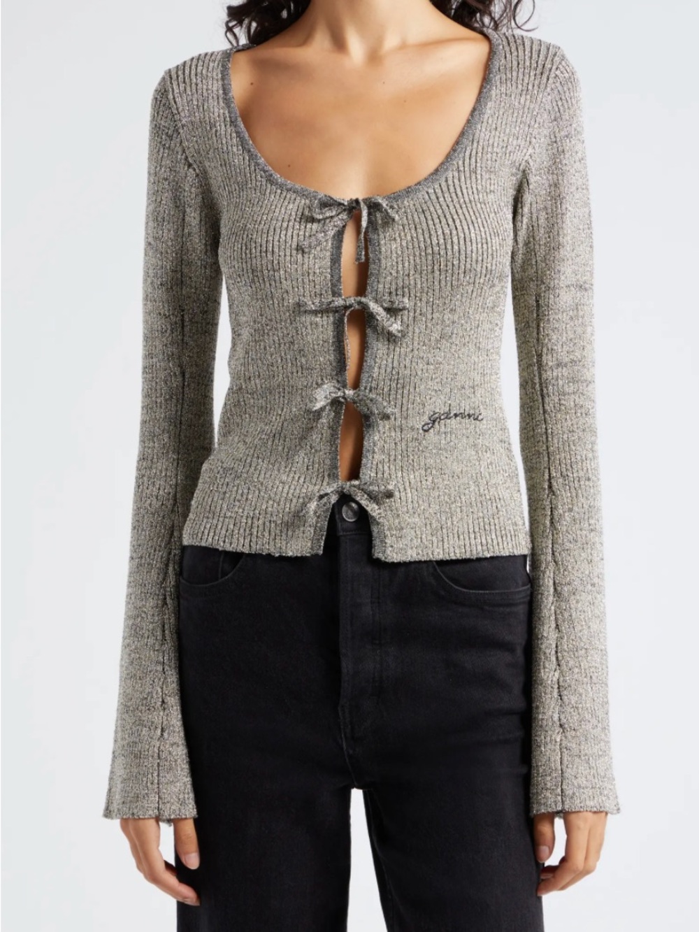 Ganni Tie Front Cardigan
